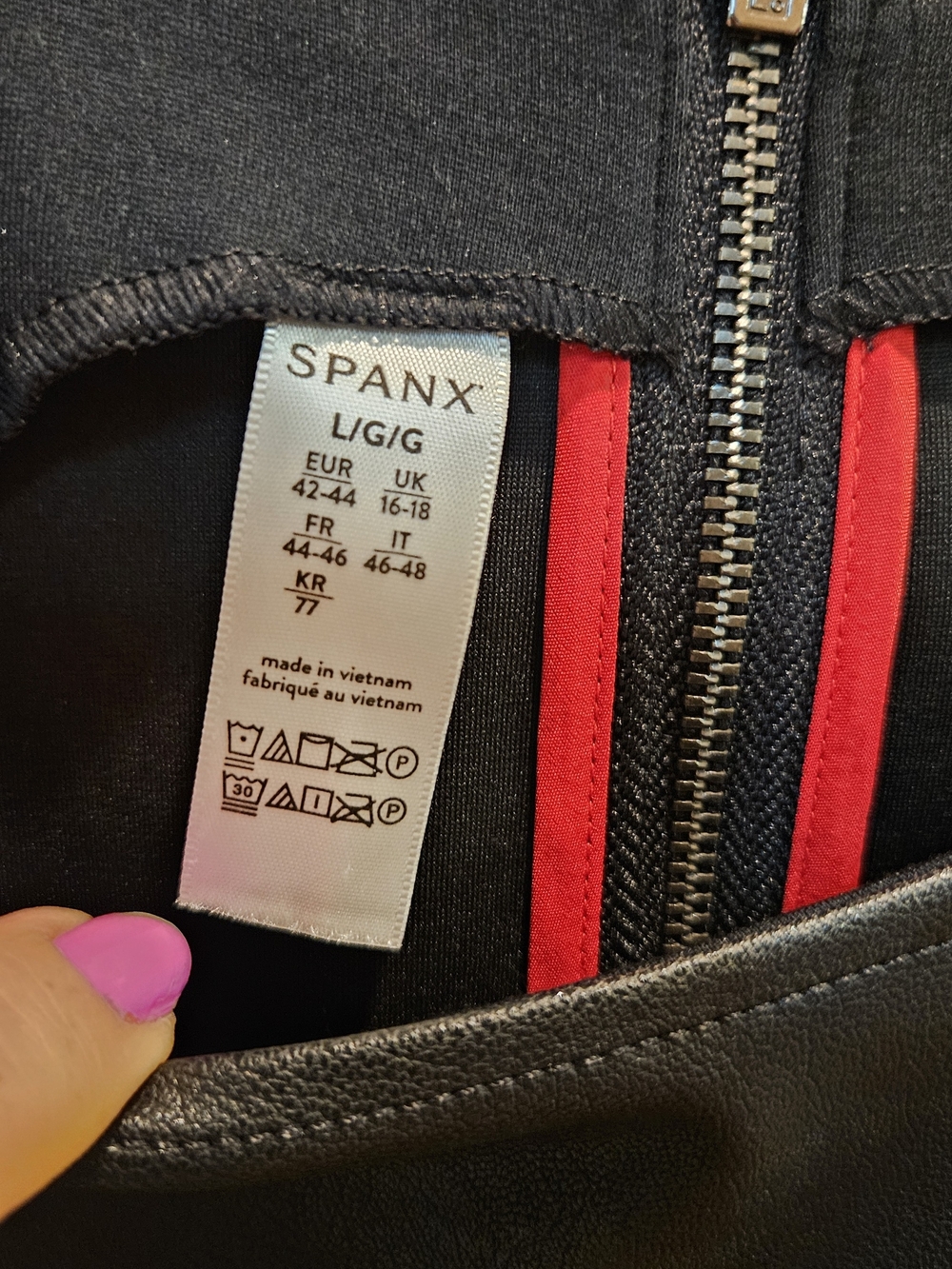 SPANX Black Dress with Red Zip Accents - Picture 3 of 4